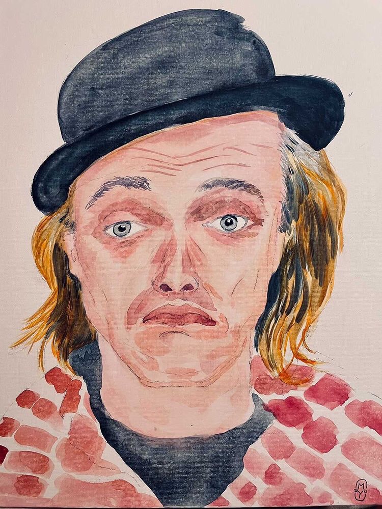 Rik Mayall painting by Mark Young