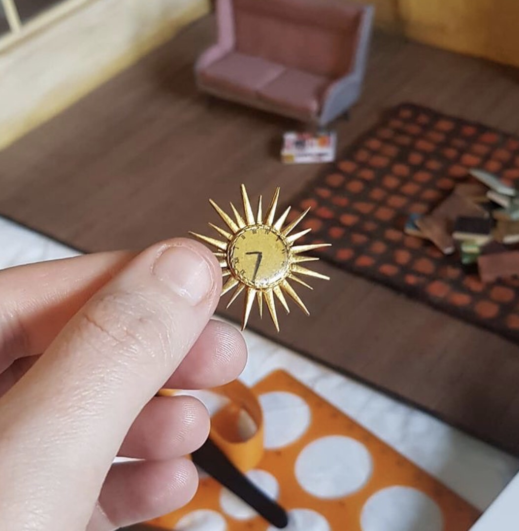Miniature sunburst clock from the mini Bottom flat