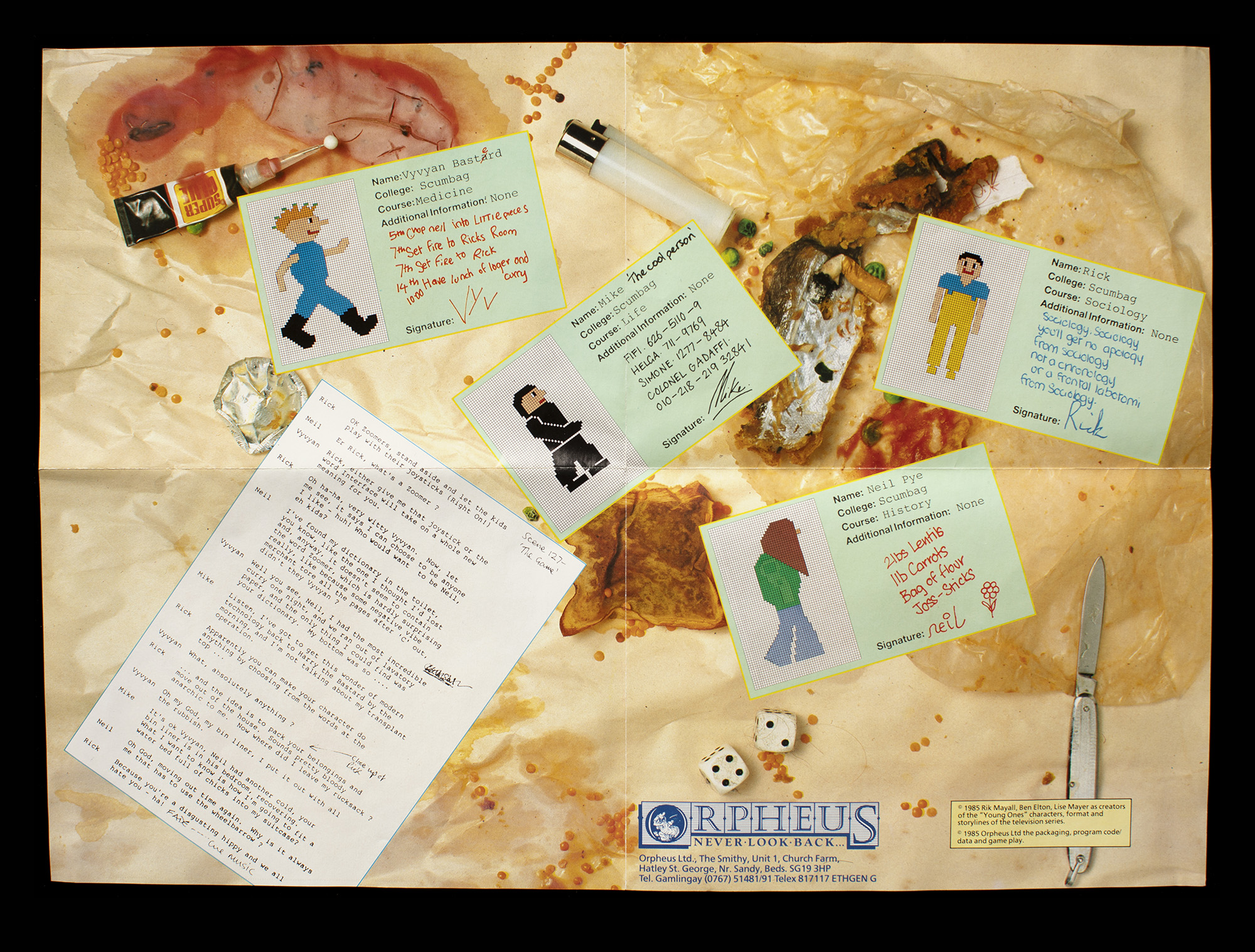 Inside poster instructions for the computer game