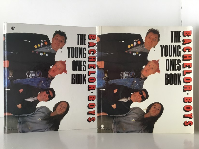 Hardback and paperback editions of the young ones book, bachelor boys.